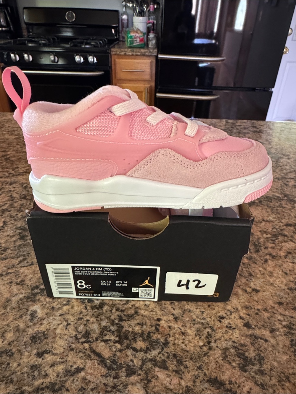 Jordan Kids Pink and White Low-Top Sneakers